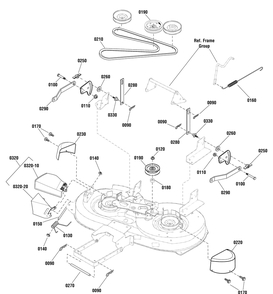 38" Mower Deck - Clutch And Support Group Diagram and Parts List for 2691198-00-MT155380 2013 Briggs and Stratton Lawn Tractor